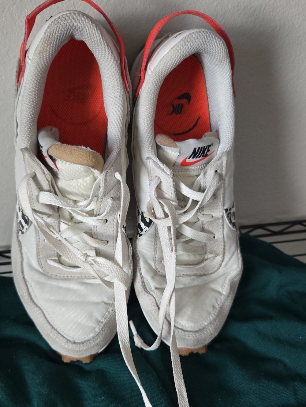 Nike White and Orange Retro Trainer Shoes
